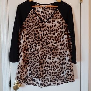 Cheetah Print Baseball Style Blouse